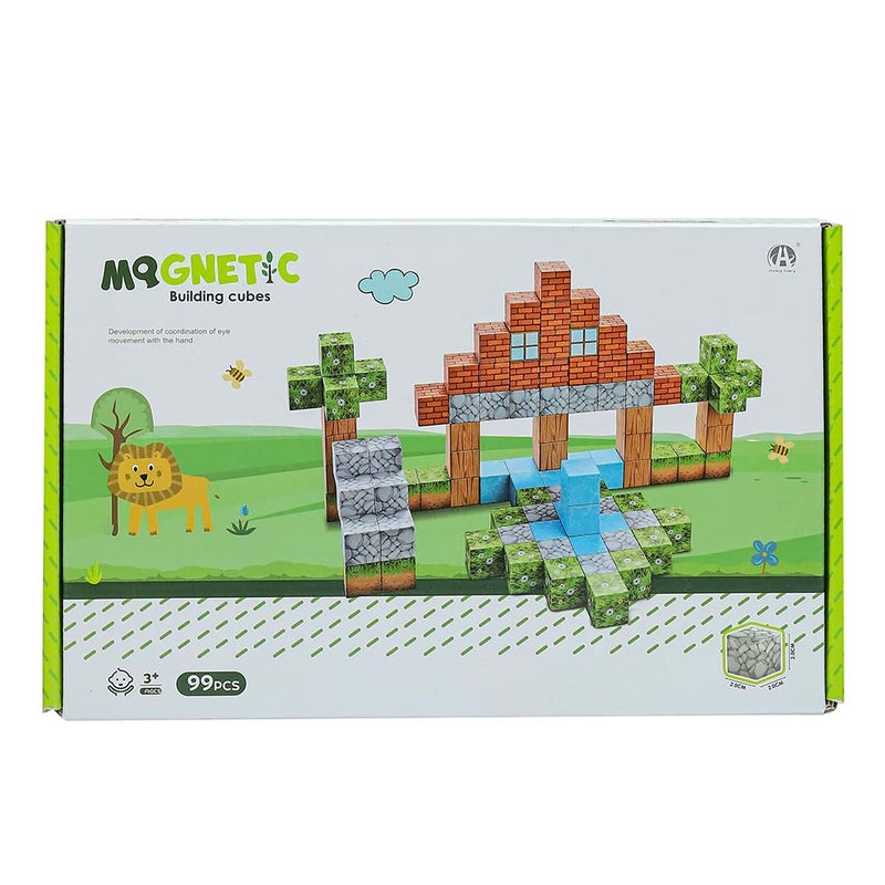 Knick Knack Magnetic World Building Blocks Set | Mini Themed Magnetic Cubes for Kids Ages 3 and Up (99 Pieces) - Image 2